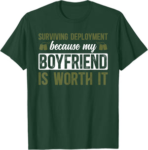 Boyfriend Is Worth It Military Girlfriend Soldier Girlfriend T-Shirt - T-Shirt | Forest
