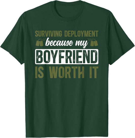 Boyfriend Is Worth It Military Girlfriend Soldier Girlfriend T-Shirt - T-Shirt | Forest