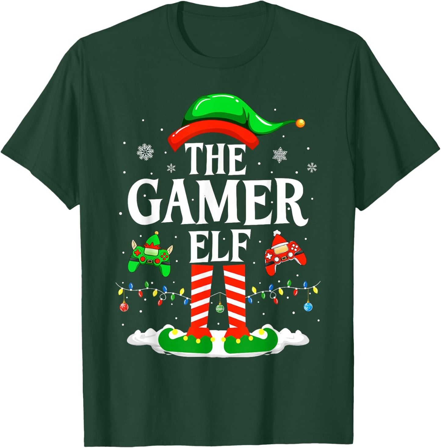 The Gamer Elf Funny Gaming Elf Christmas Gamer T-Shirt - T-Shirt | Forest