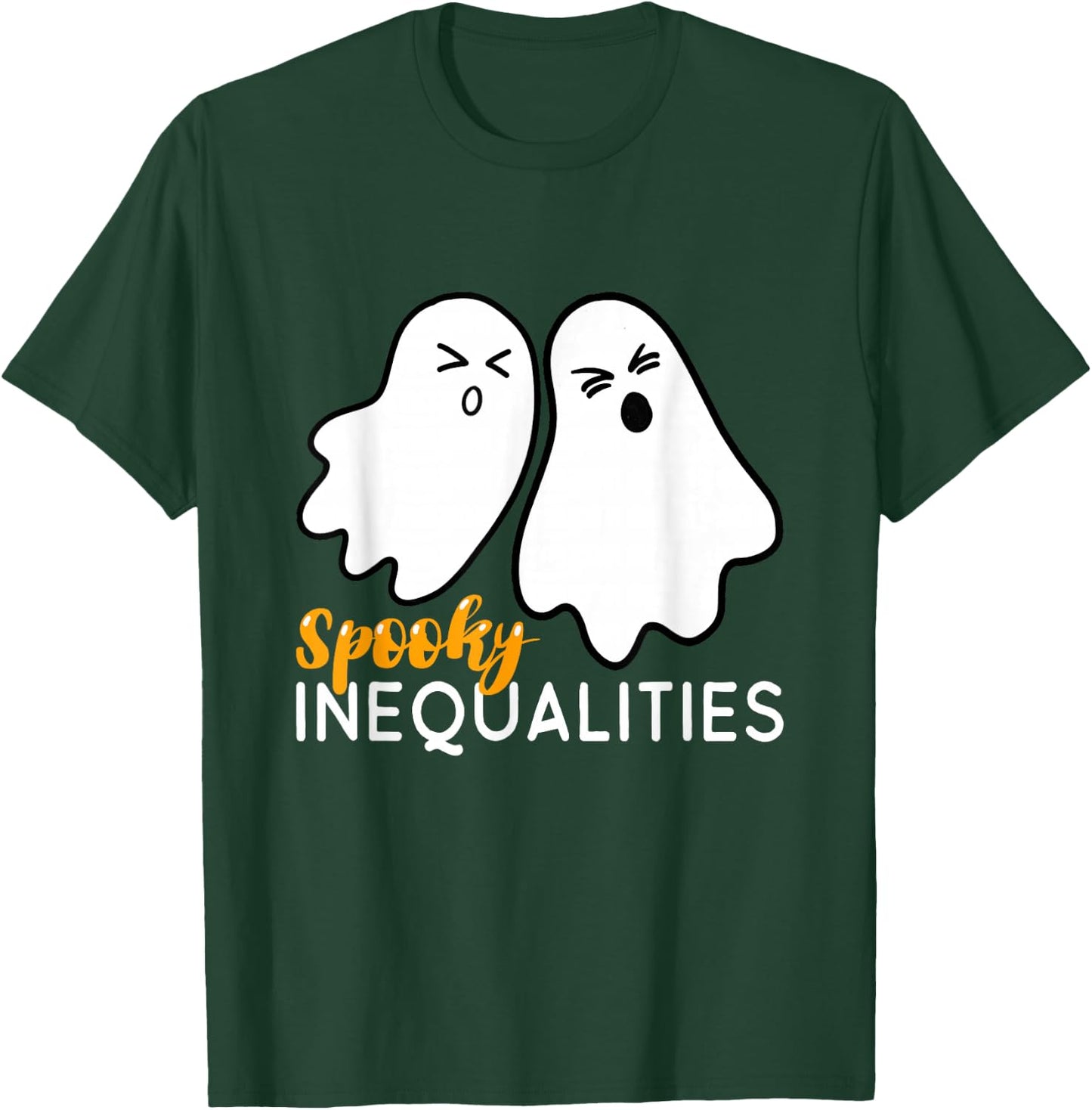 Spooky Inequalities Ghosts - Halloween Math Teacher T-Shirt - T-Shirt | Forest
