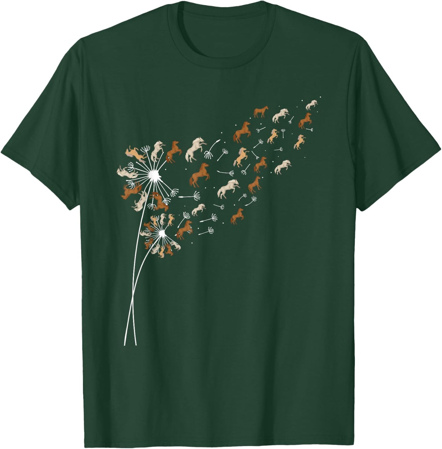Dandelion Horses - Horse Lover Horseman Equestrian Riding T-Shirt - T-Shirt | Forest