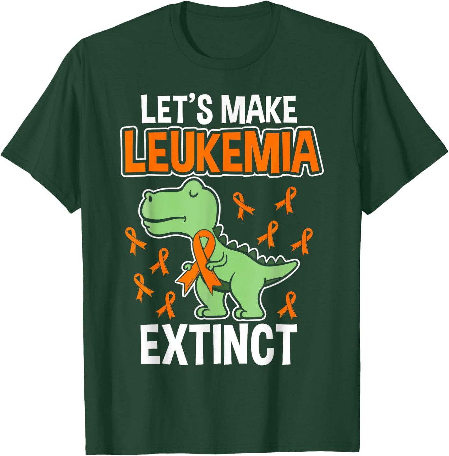 Leukemia Dinosaur Orange Ribbon T-rex Awareness Month T-Shirt - T-Shirt | Forest