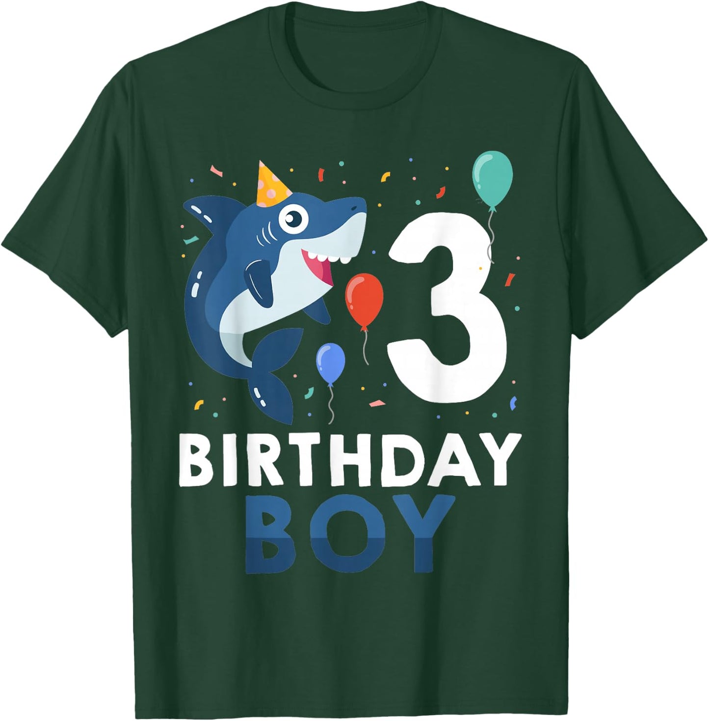 3rd Birthday Boy Shark Ocean 3 Year Old Funny B-Day Matching T-Shirt - T-Shirt | Forest