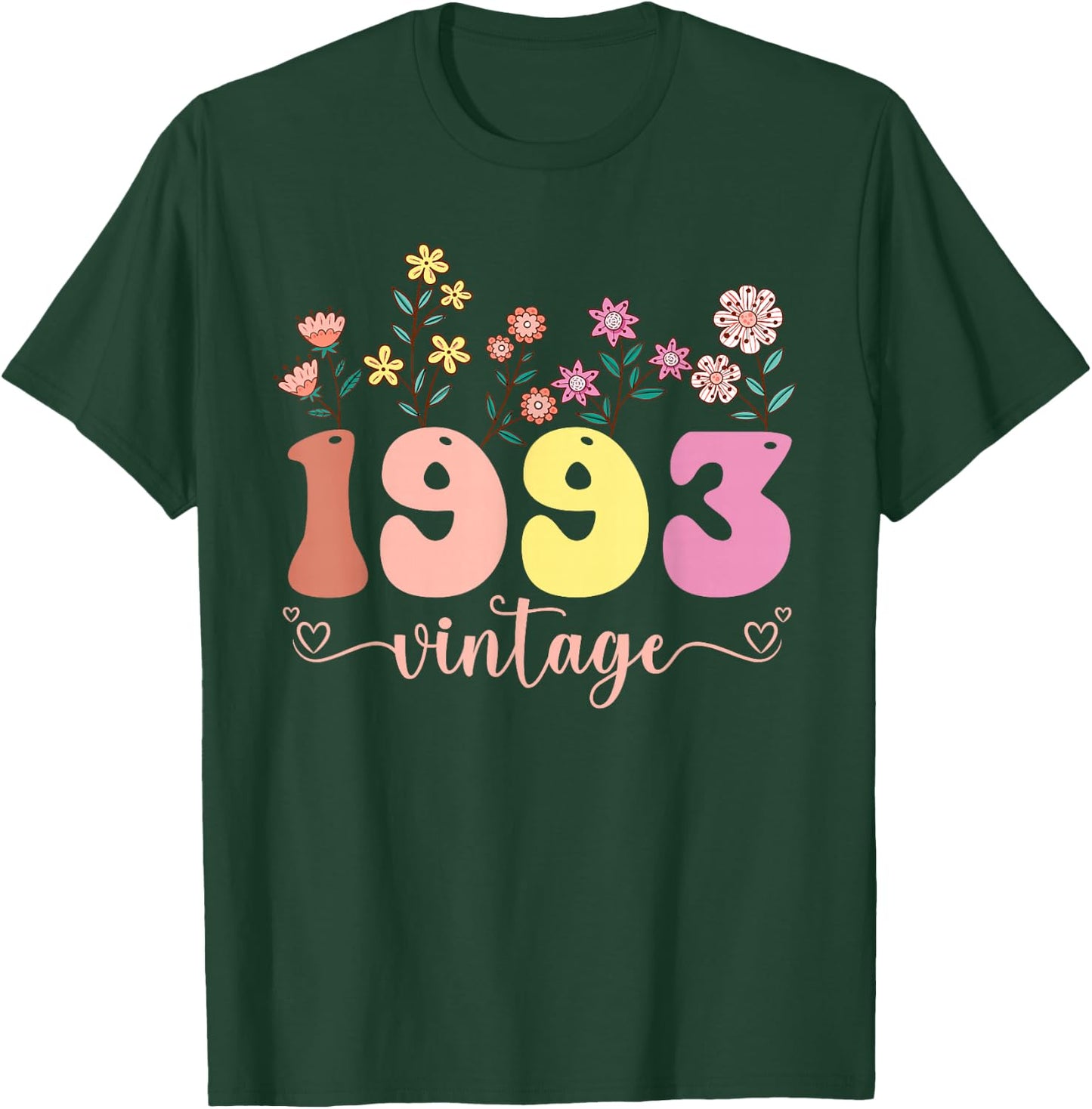 32 Years Old Vintage 1993 32nd Birthday Wildflower T-Shirt - T-Shirt | Forest