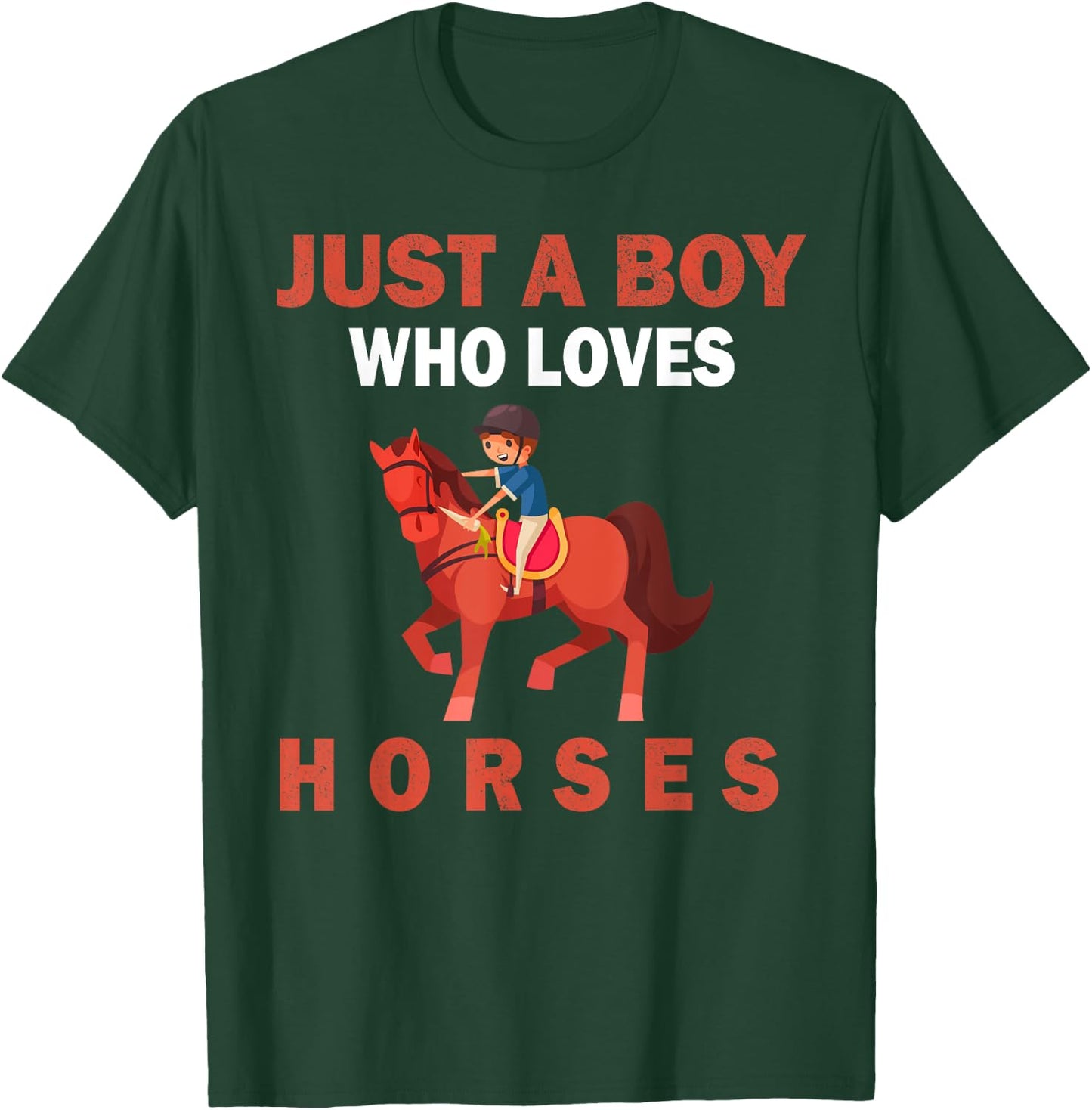 Cute Just A Boy Who Loves Horses Animals men and boys T-Shirt - T-Shirt | Forest