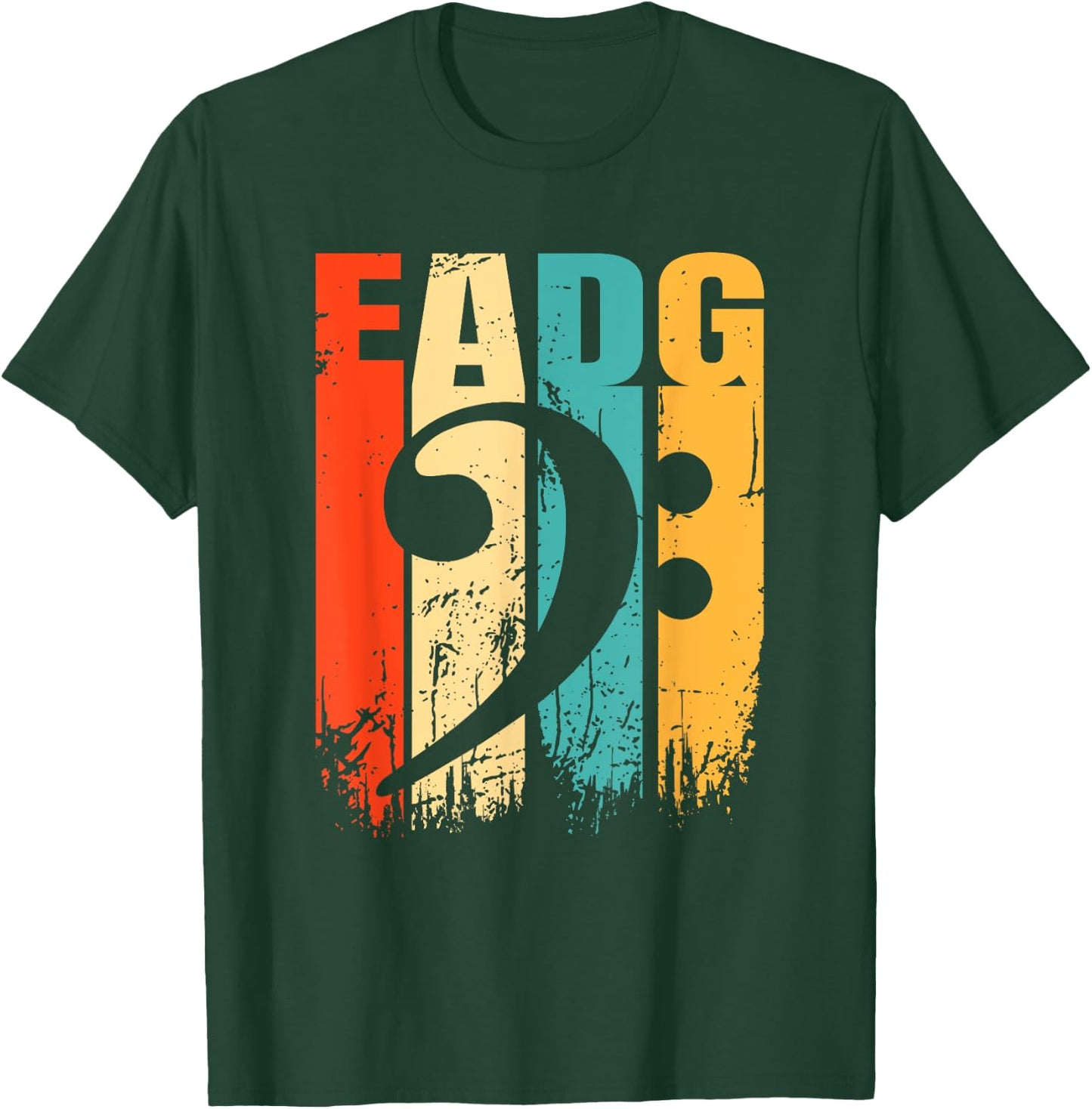 Retro Bass EADG Bass Key Bassist T-Shirt - T-Shirt | Forest
