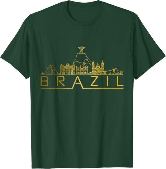 Brazil Skyline Rio De Janeiro Brasil Brasilian Souvenir T-Shirt - T-Shirt | Forest
