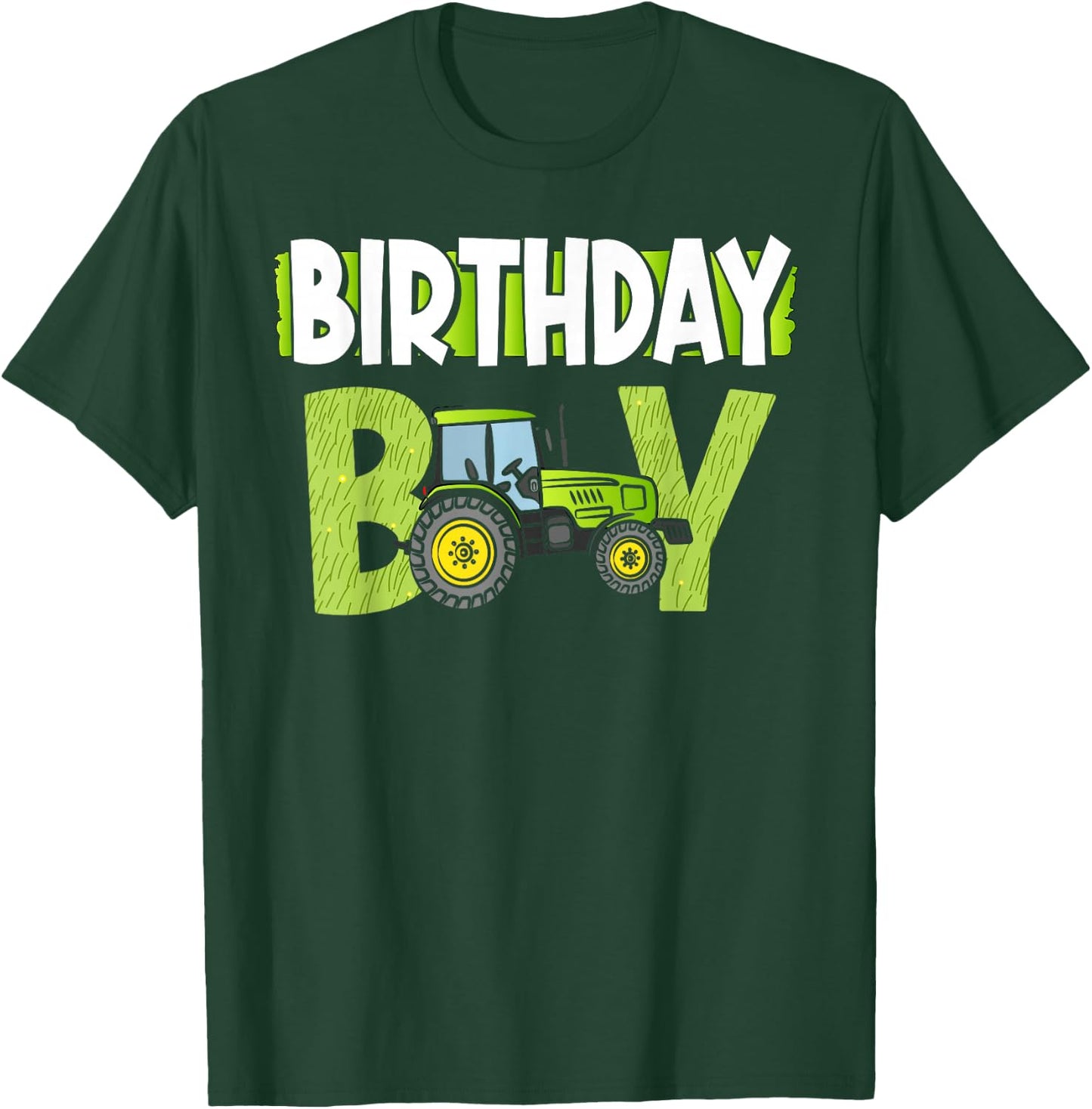 Birthday Boy Family Matching Tractors Farm Trucks Bday T-Shirt - T-Shirt | Forest