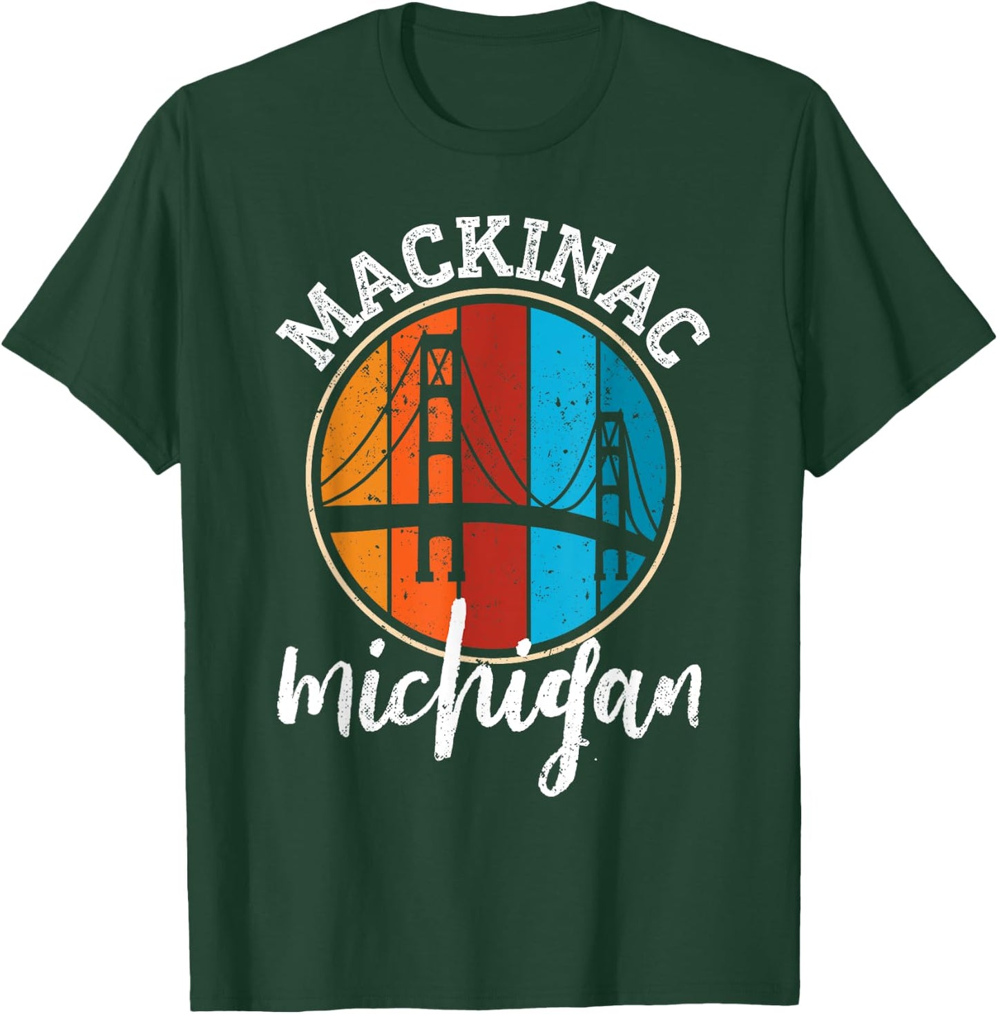 Retro Mackinac Bridge Mackinaw Vintage Michigan Souvenir T-Shirt - T-Shirt | Forest