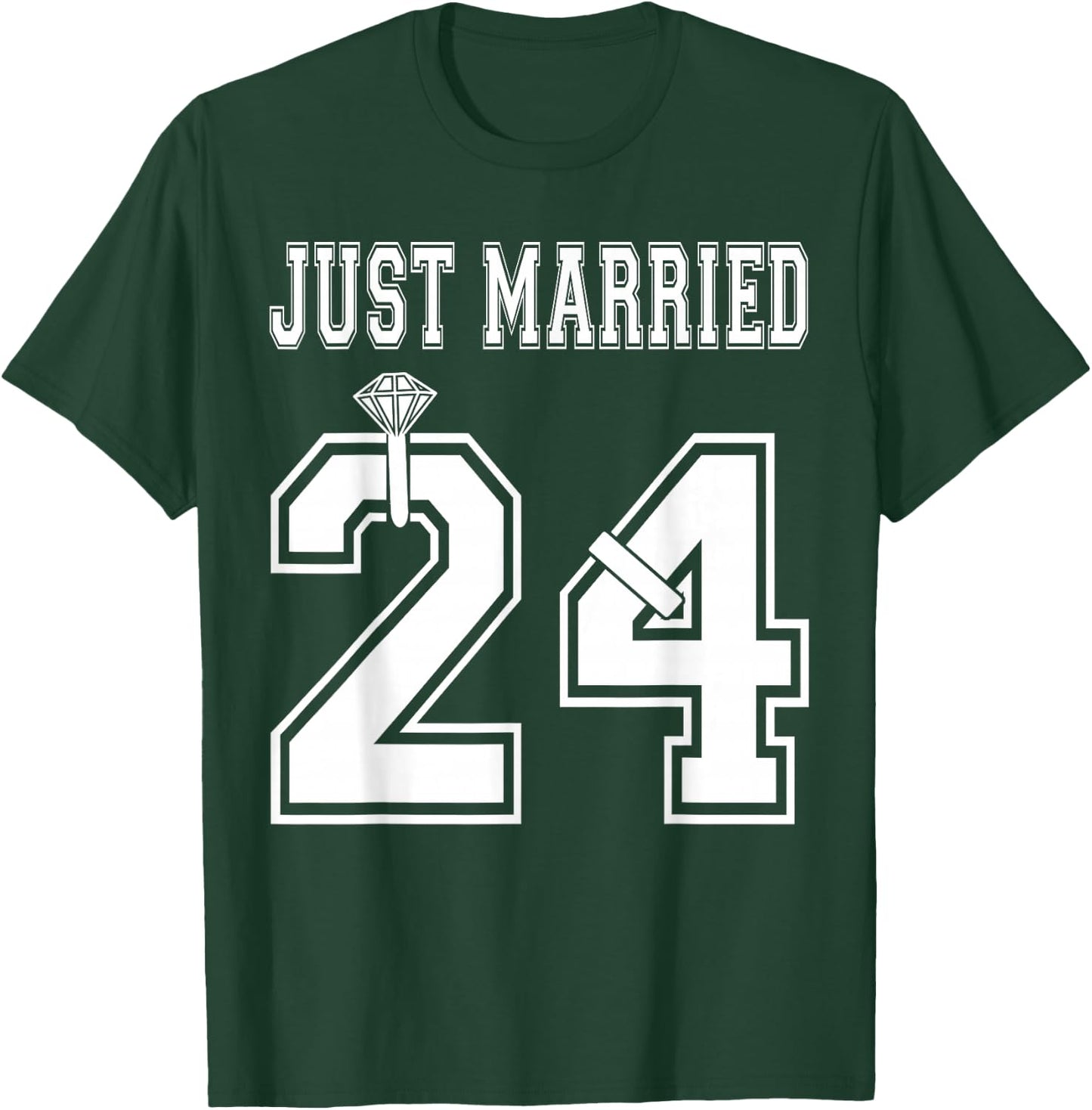 Just Married 2024 Wife Husband Matching Honeymoon T-Shirt - T-Shirt | Forest