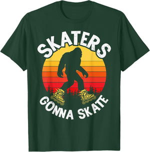 Skaters Gonna Skate Funny bigfoot Roller Skater Skating love T-Shirt - T-Shirt | Forest