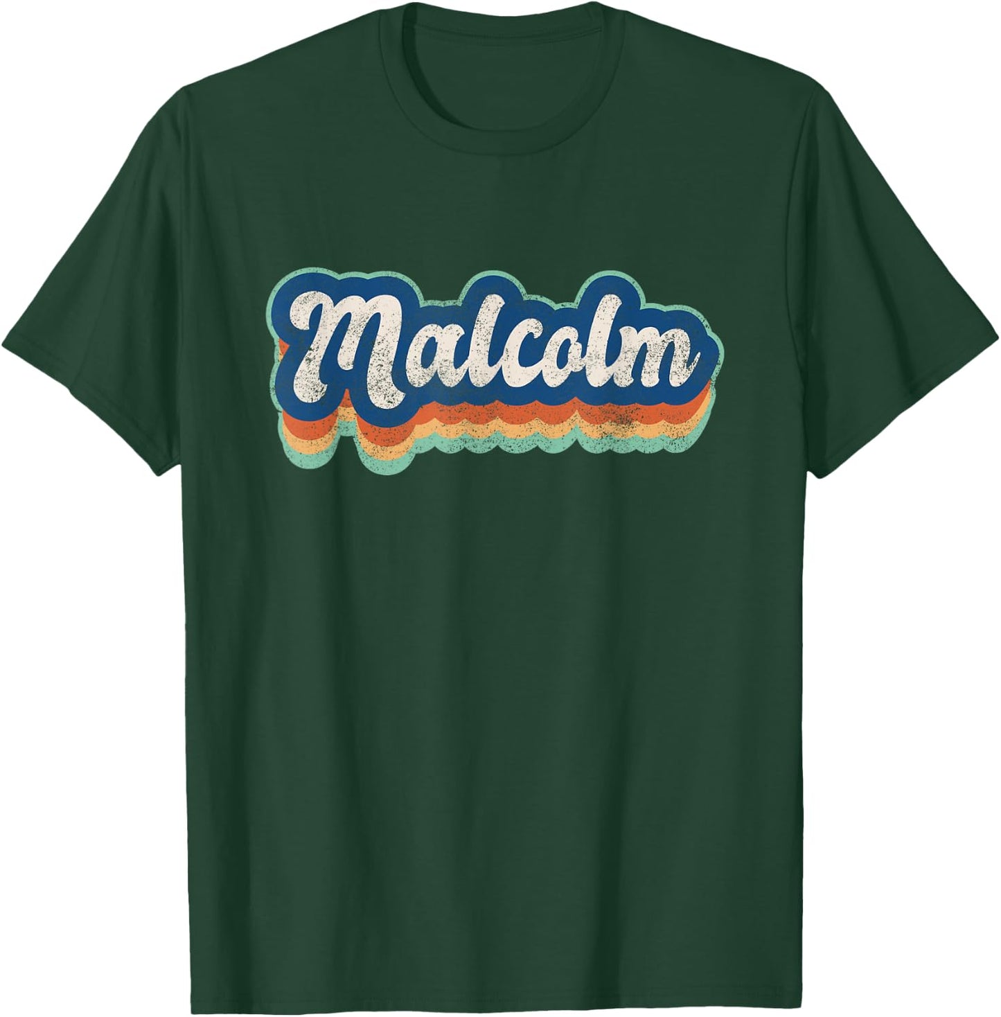 Malcolm First Name Boy Vintage Style 70s 80s Personalized T-Shirt - T-Shirt | Forest