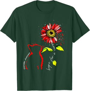Sunflower Cat Red Vasculitis Awareness Men Women T-Shirt - T-Shirt | Forest