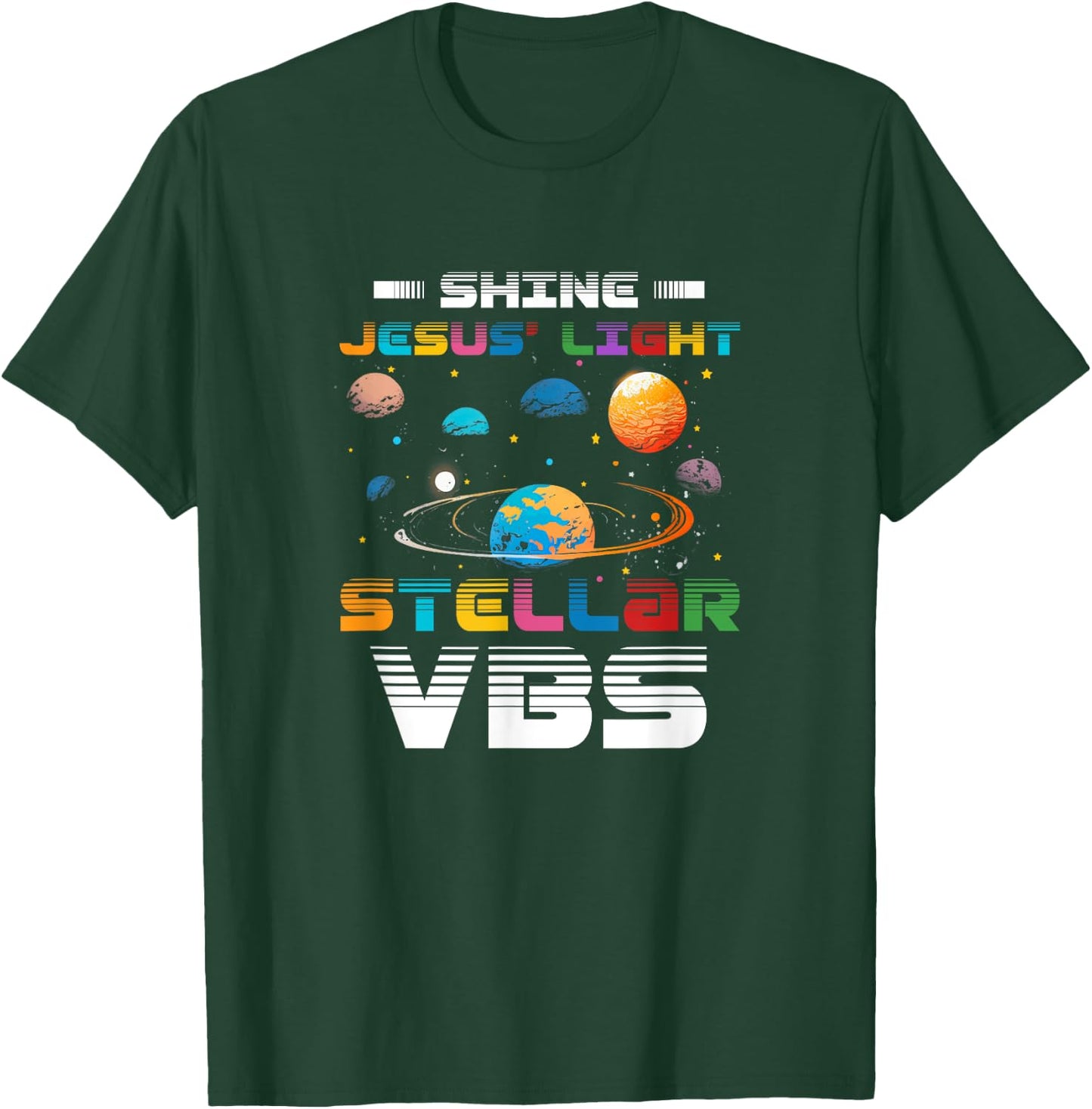 Stellar Bible School VBS Shine Jesus Light Christian T-Shirt - T-Shirt | Forest