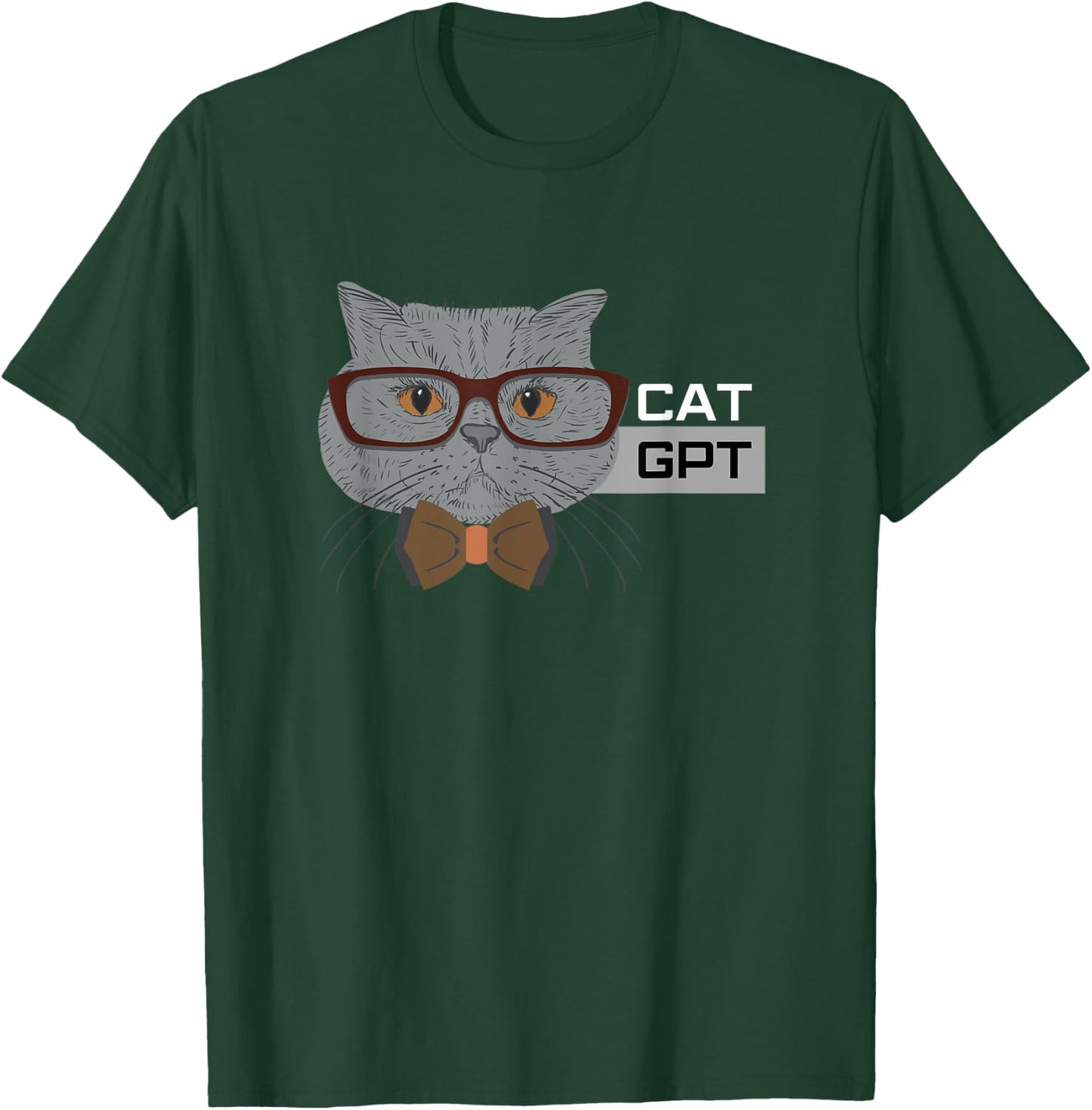 Cat GPT Working Ai Cat , Funny Geek Cat Lovers & Chat GPT T-Shirt - T-Shirt | Forest