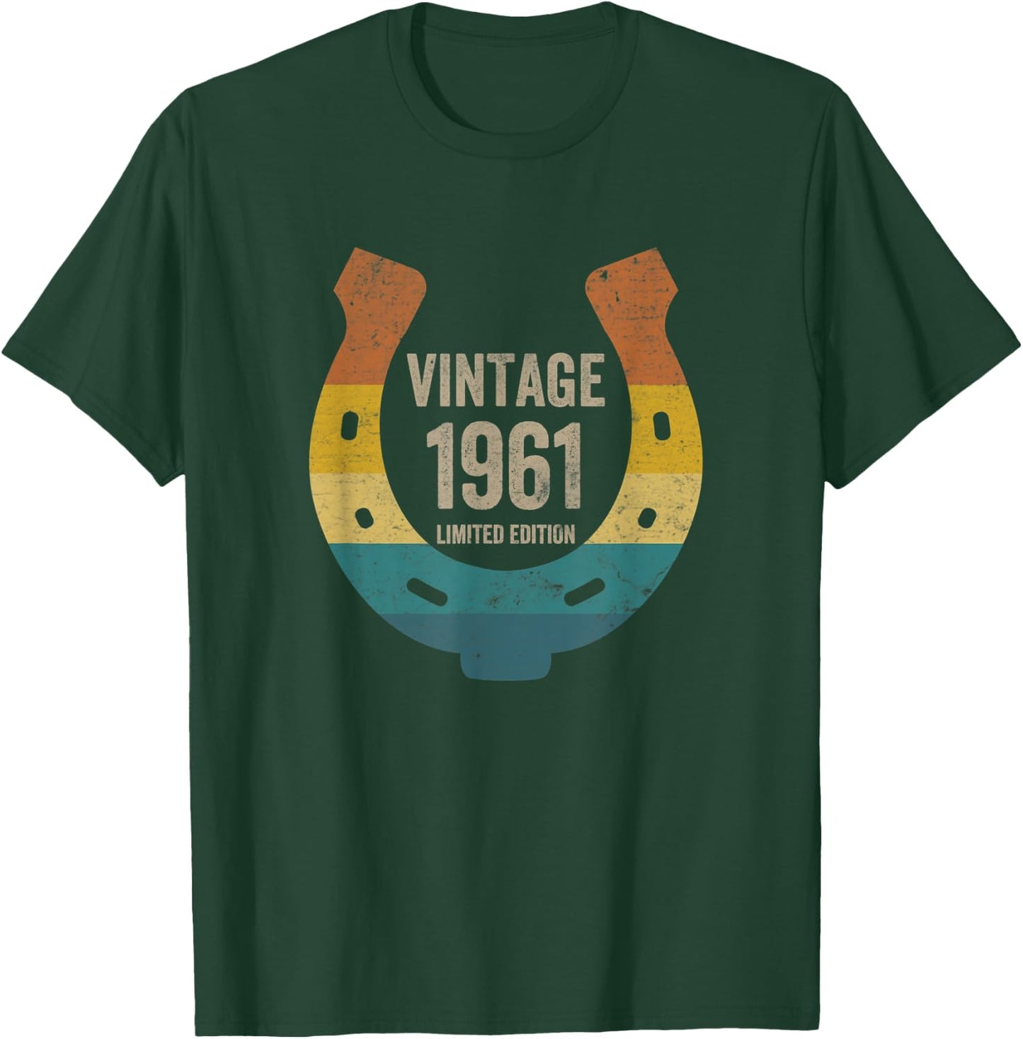 Vintage Horseshoe 1961 Limited Edition 61 Years Old Birthday T-Shirt - T-Shirt | Forest