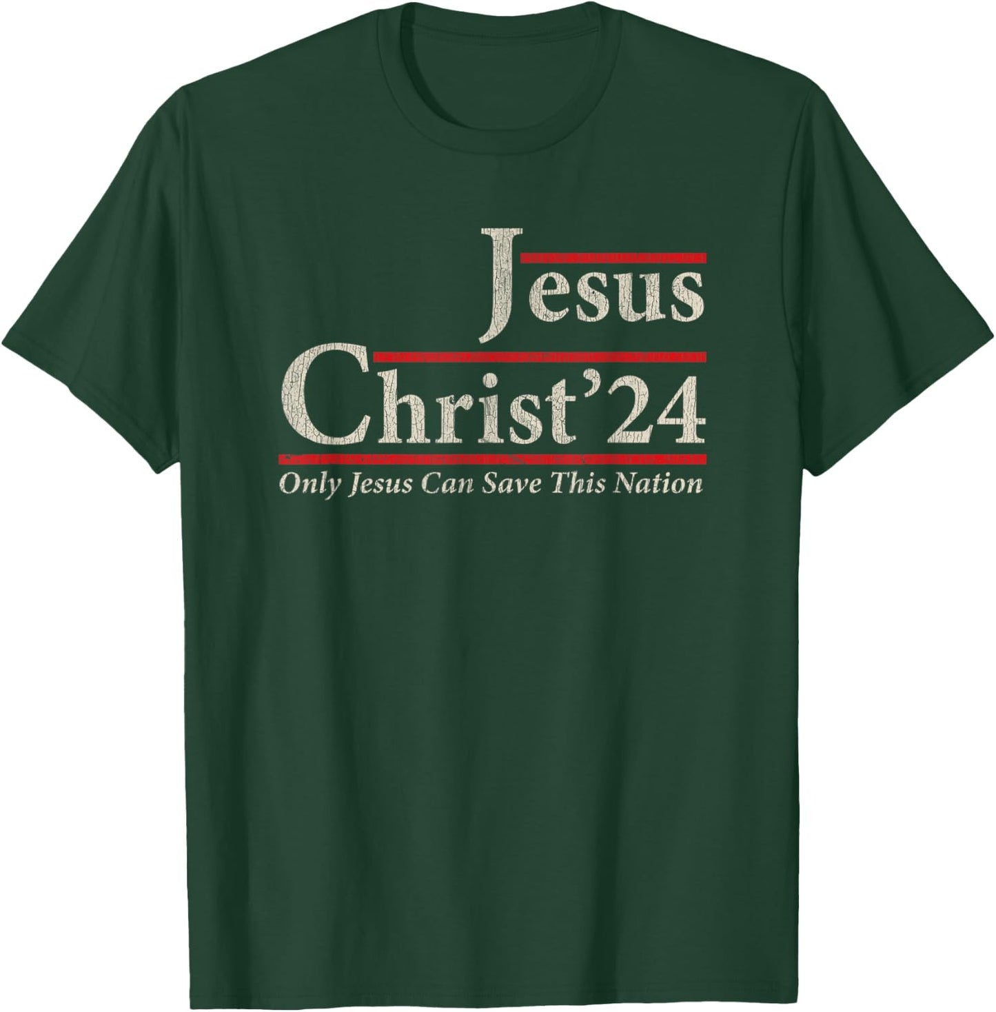 Jesus Christ 2024 Only Jesus Can Save This Nation - Black, , Short Sleeve, Religious Retro , Small T-Shirt - T-Shirt | Forest