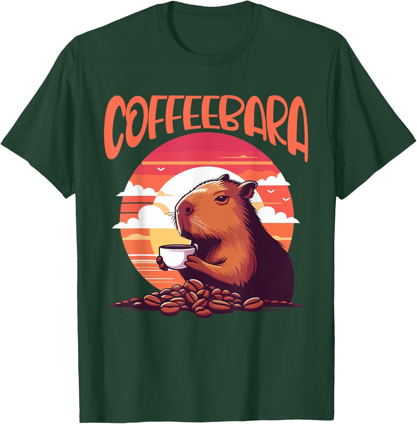 Coffeebara capybara and coffee fun T-Shirt - T-Shirt | Forest