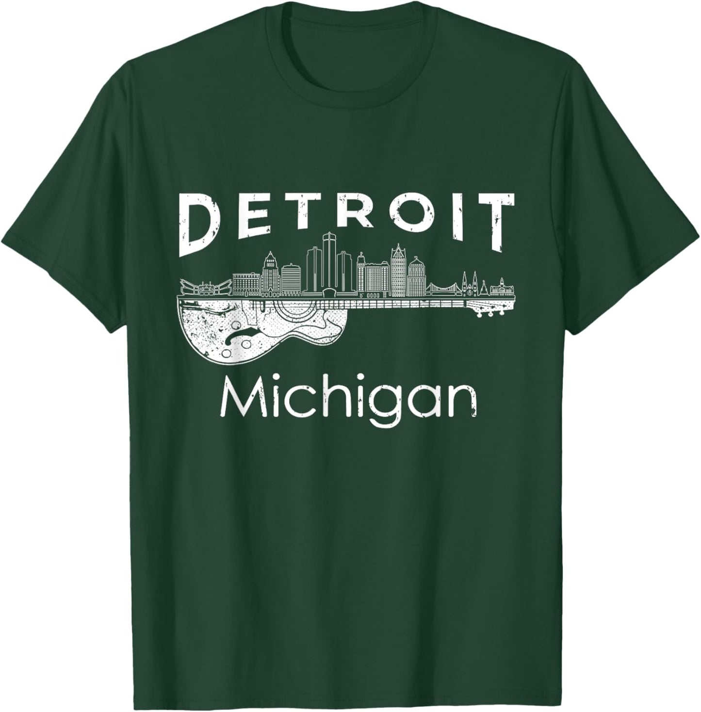 Detroit Souvenir Men Michigan Music Electric Guitar Small T-Shirt - T-Shirt | Forest