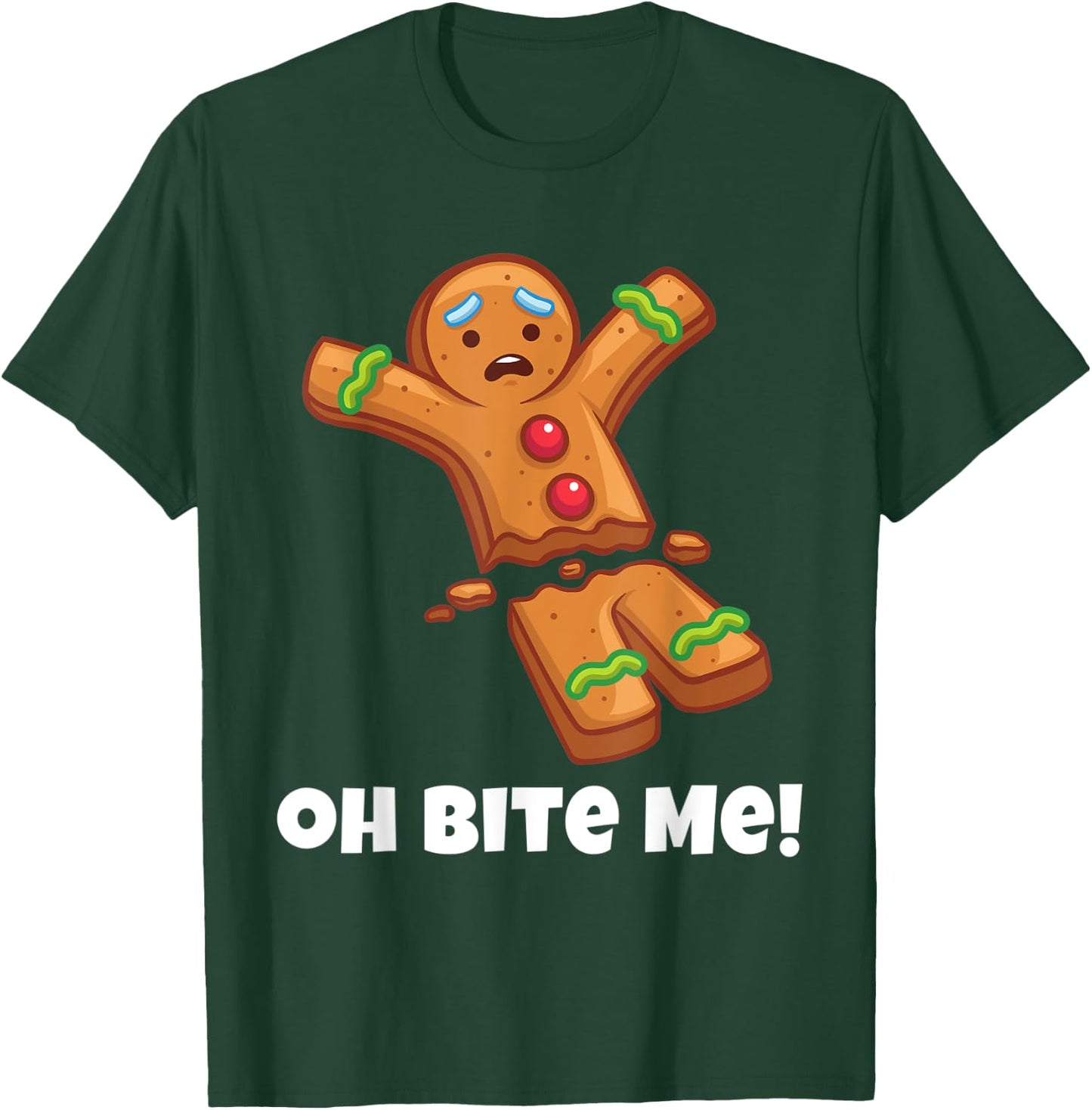 Funny Christmas Gingerbread Man Bite Me Naughty Adult Humor T-Shirt - T-Shirt | Forest