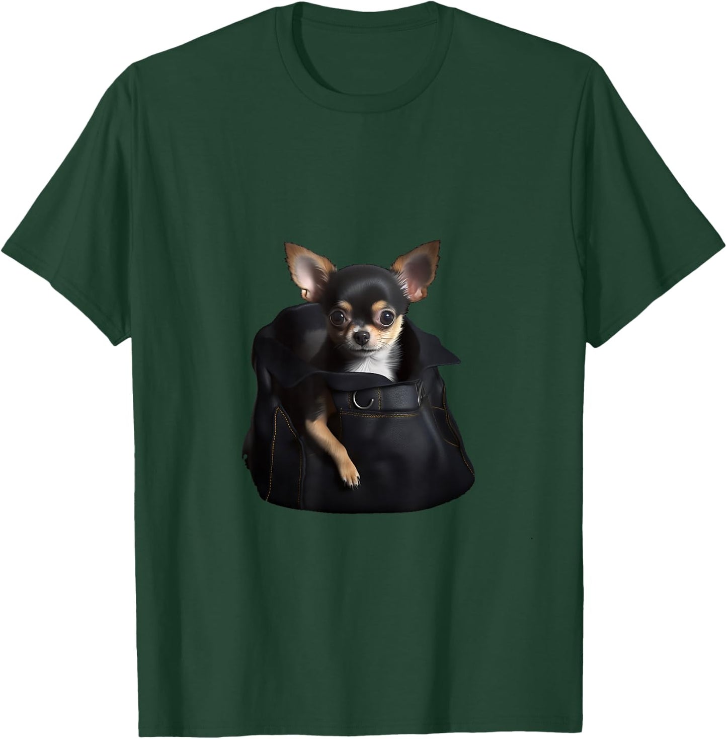 Funny Chihuahua In Pocket Cute Dog Month Dad Animal Shelter T-Shirt - T-Shirt | Forest