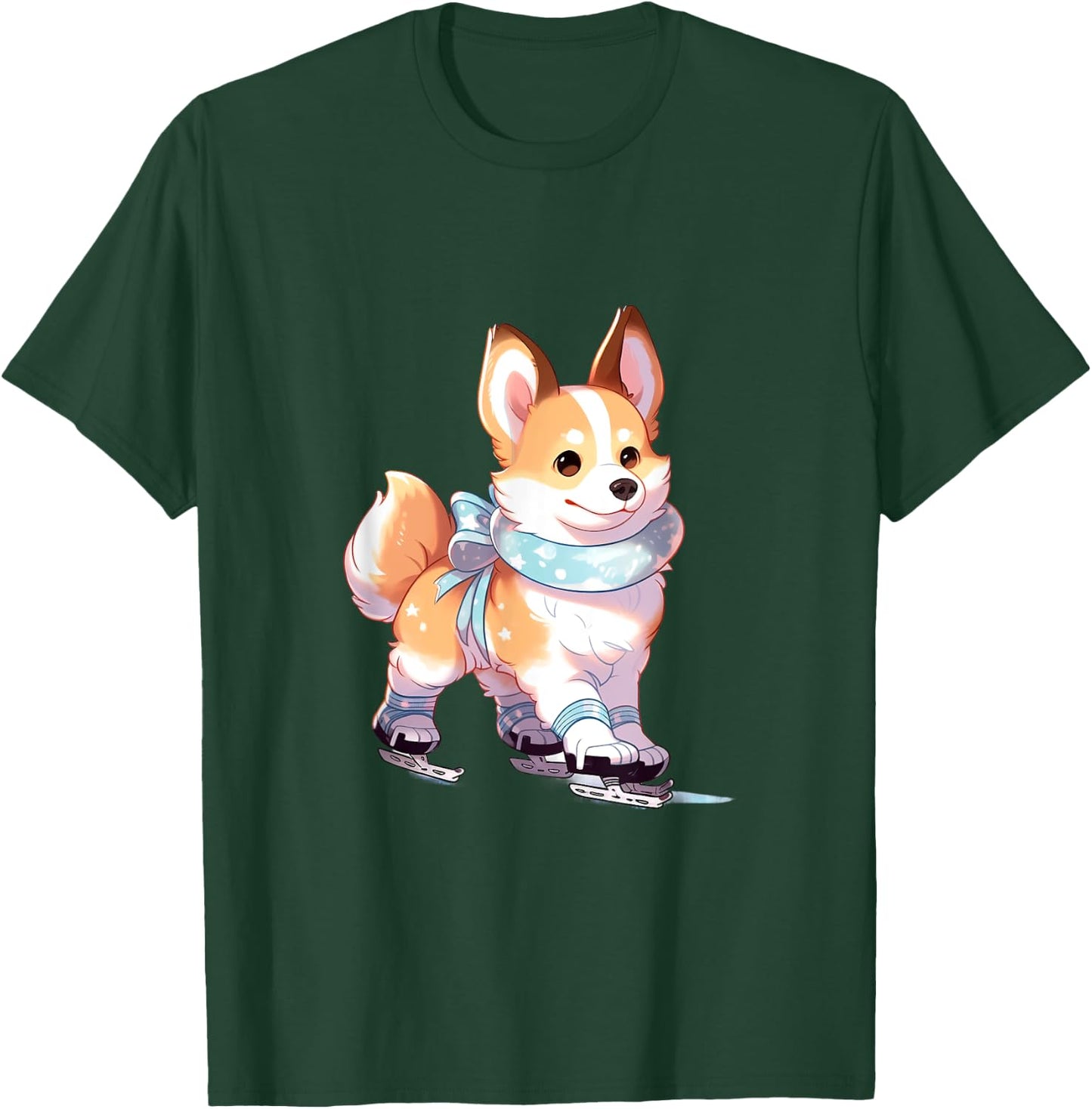 Corgi Ice Skating Dog Figure Skater Kids Girls Women T-Shirt - T-Shirt | Forest