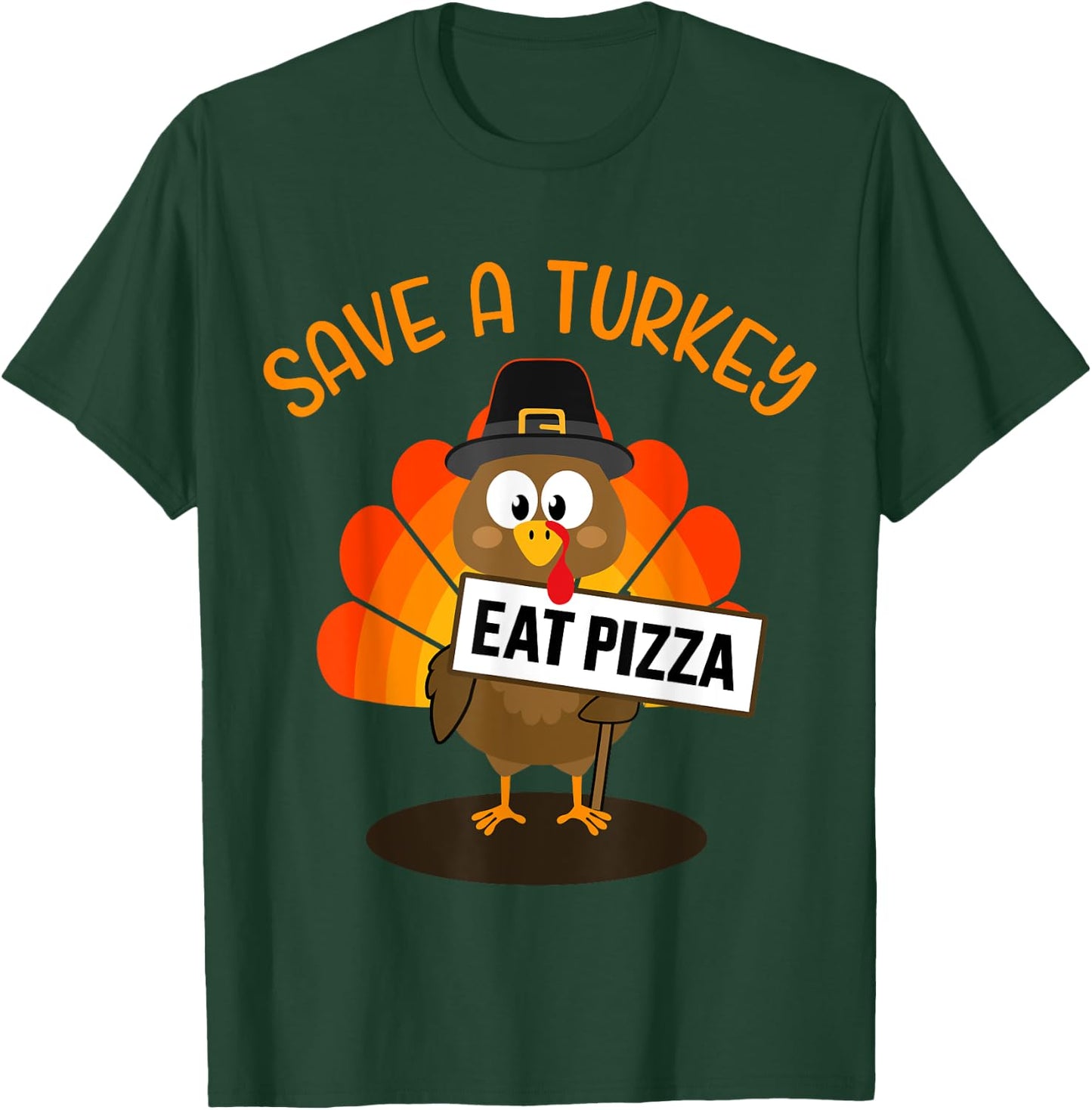 Vegan or vegetarian thanksgiving save a turkey eat pizza T-Shirt - T-Shirt | Forest