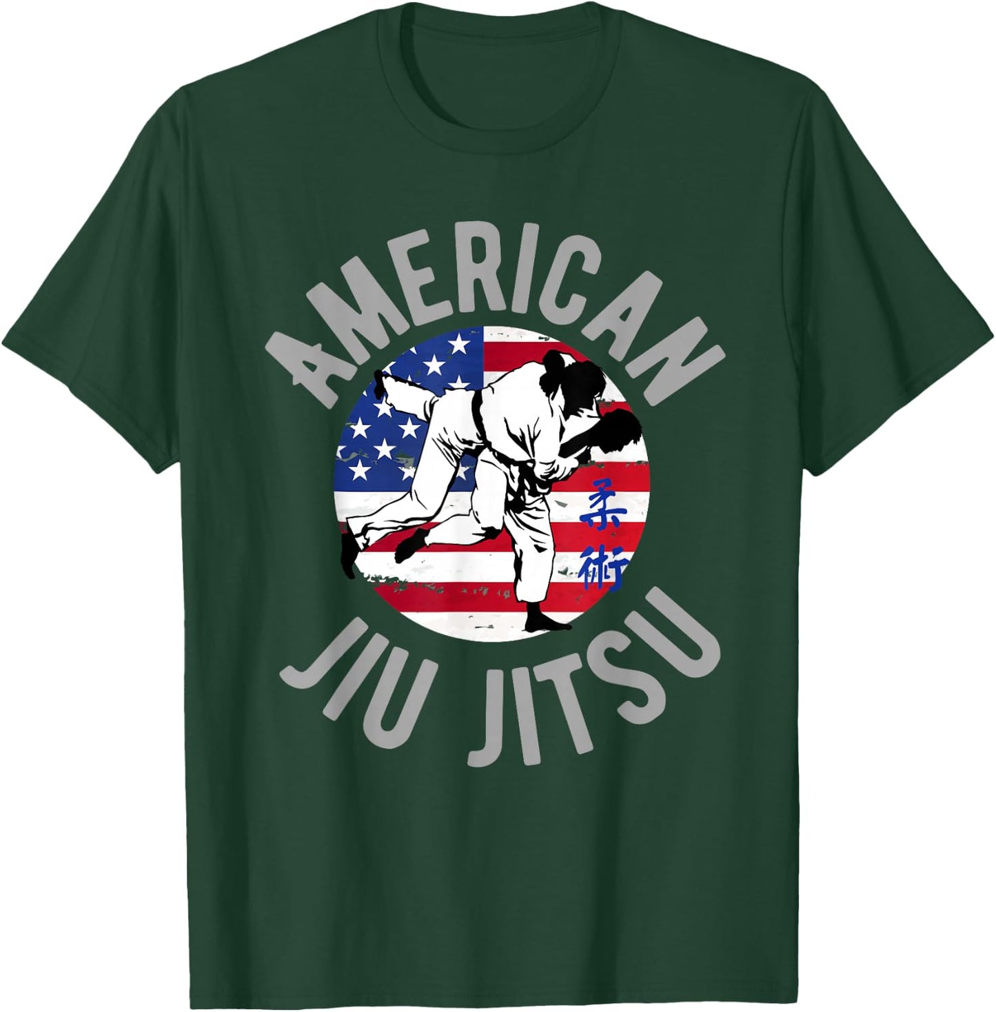 American Jiu Jitsu American Flag BJJ Jiujitsu Sports Women Kids Men T-Shirt - T-Shirt | Forest