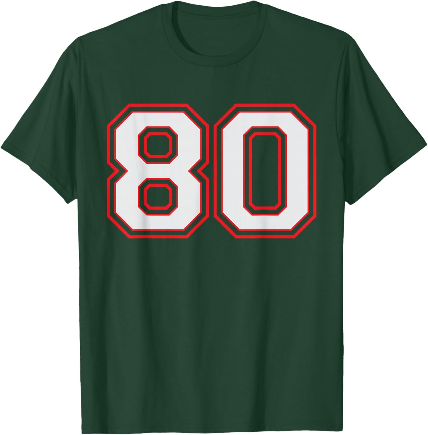 Red Number 80 Sports Player Jersey Fun Game Winner #80 Lucky T-Shirt - T-Shirt | Forest
