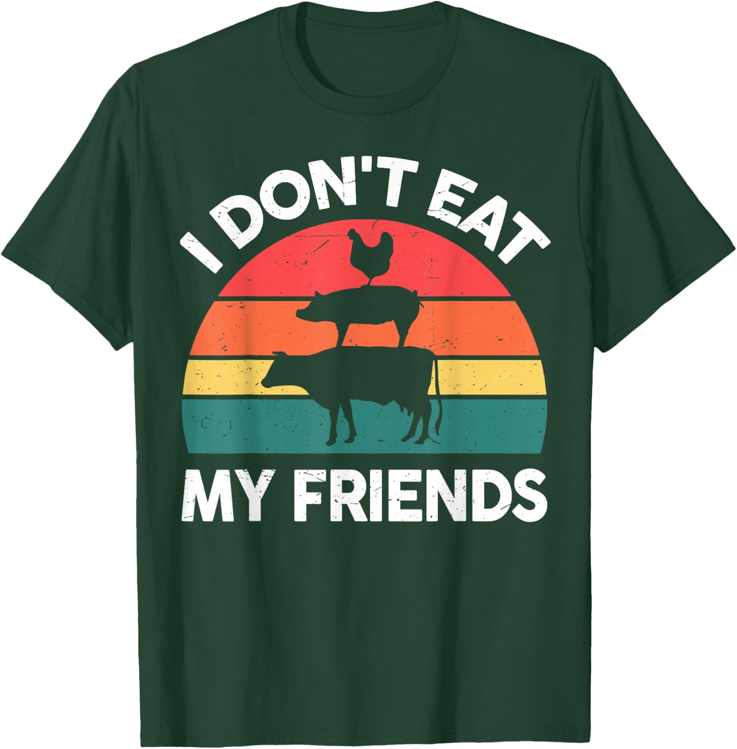 Vegan I Dont Eat My Friends Men Women Kids Funny Vegetarian T-Shirt - T-Shirt | Forest