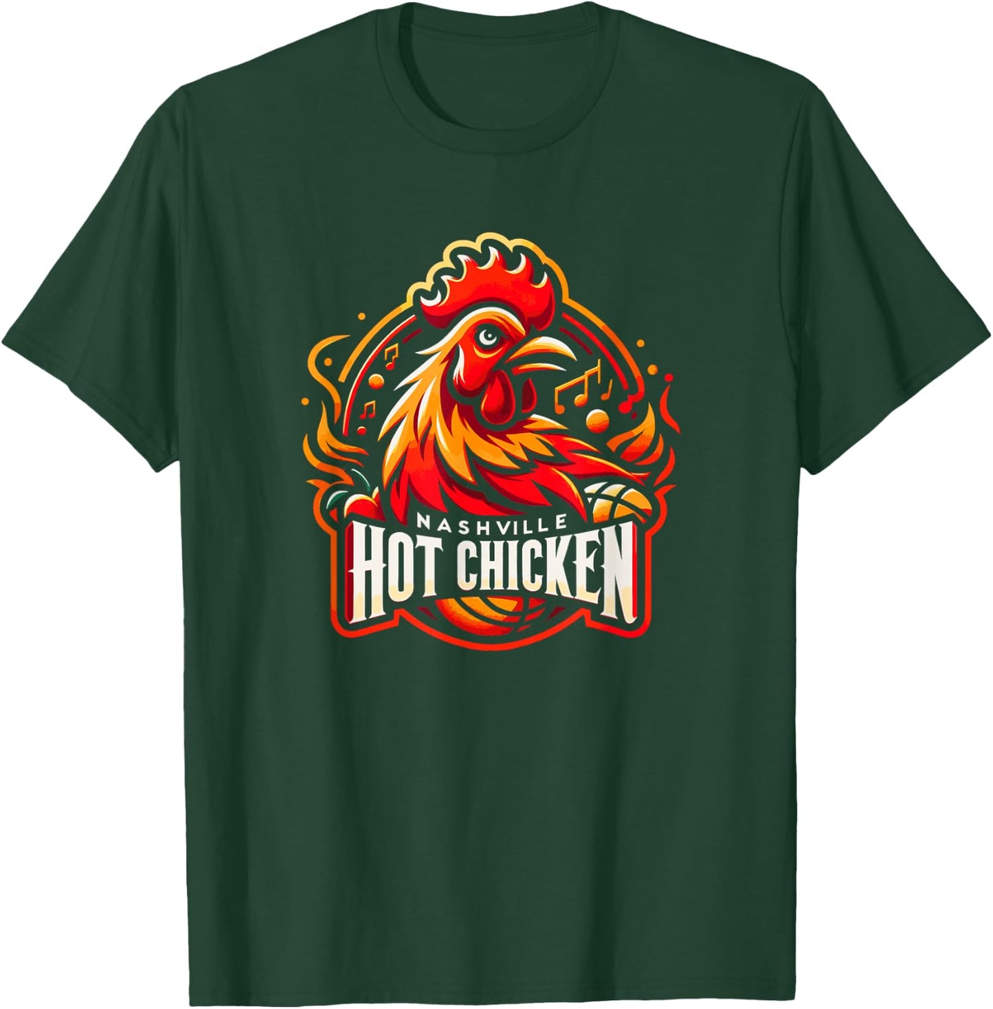 Nashville Hot Chicken Local Food Sports Team Parody T-Shirt - T-Shirt | Forest