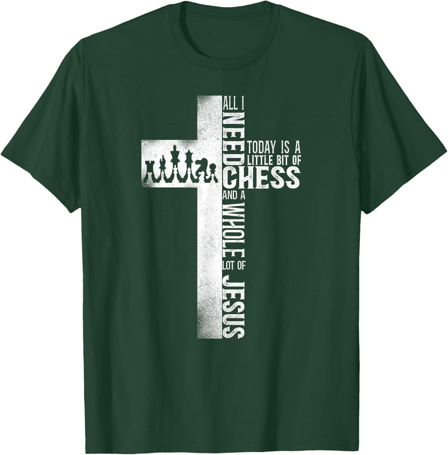 Chess Player Chess Piece Vintage Christian Jesus Cross T-Shirt - T-Shirt | Forest