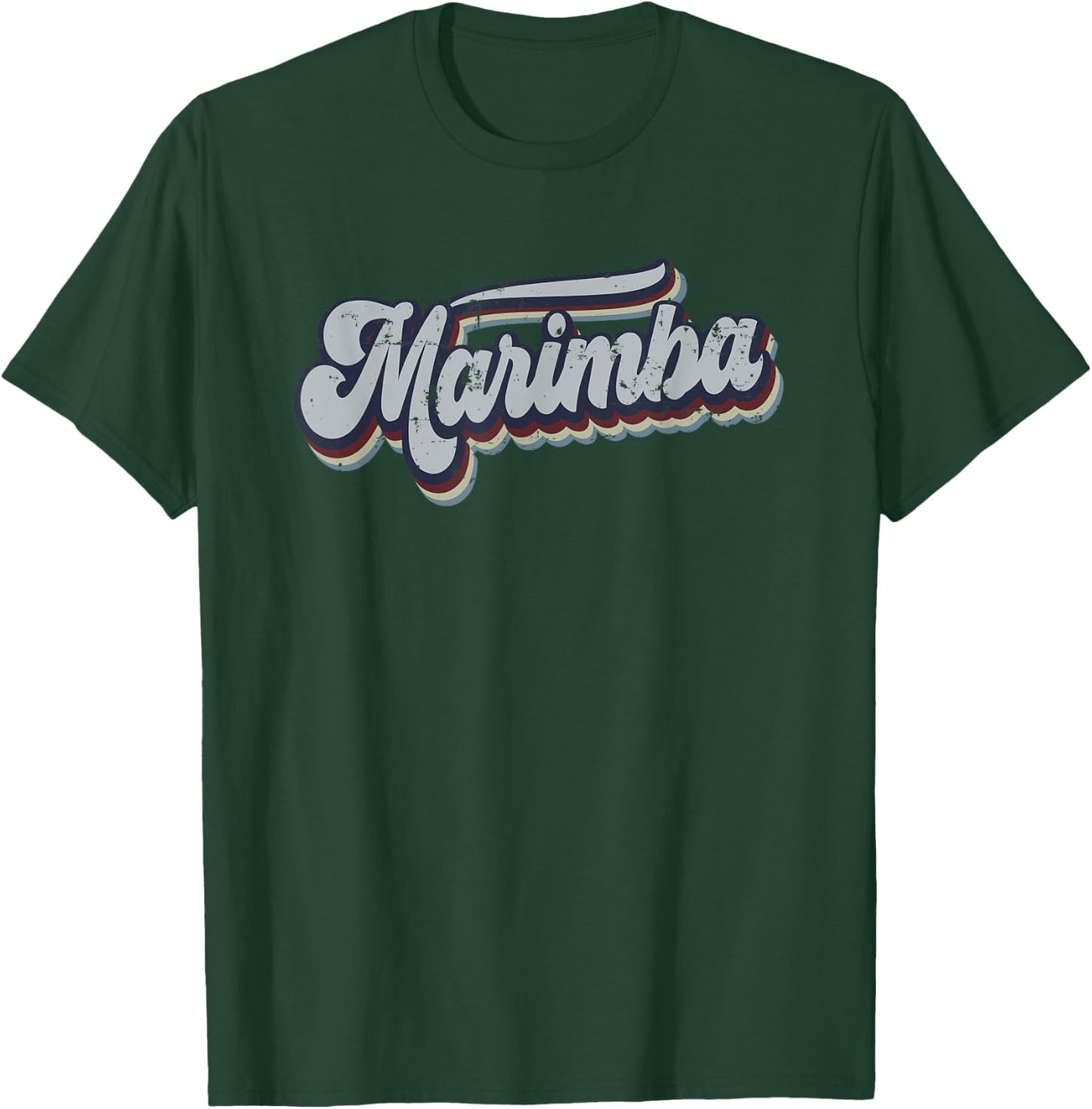 Marimba Retro Vintage Distressed Rainbow Gift T-Shirt - T-Shirt | Forest