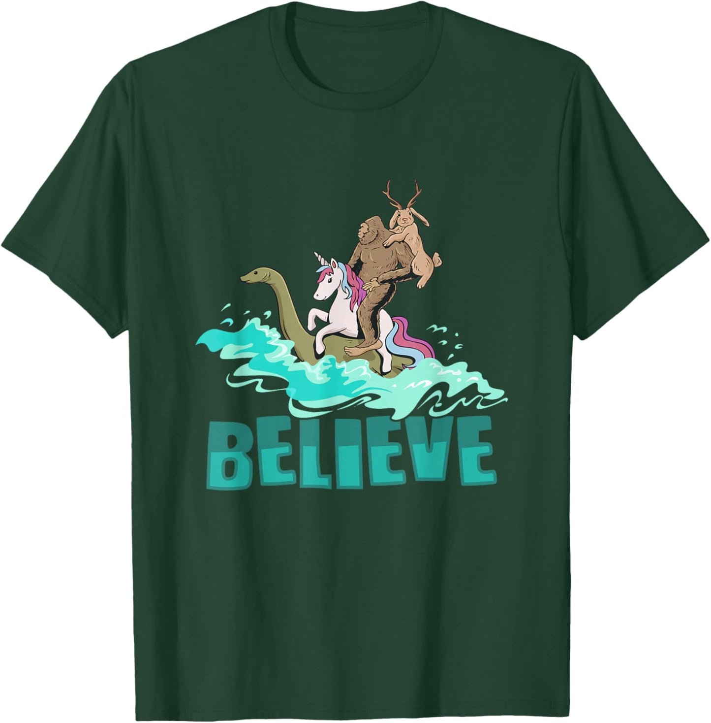 Cryptozoology Cryptid Bigfoot Unicorn Loch Ness Jackalope T-Shirt - T-Shirt | Forest
