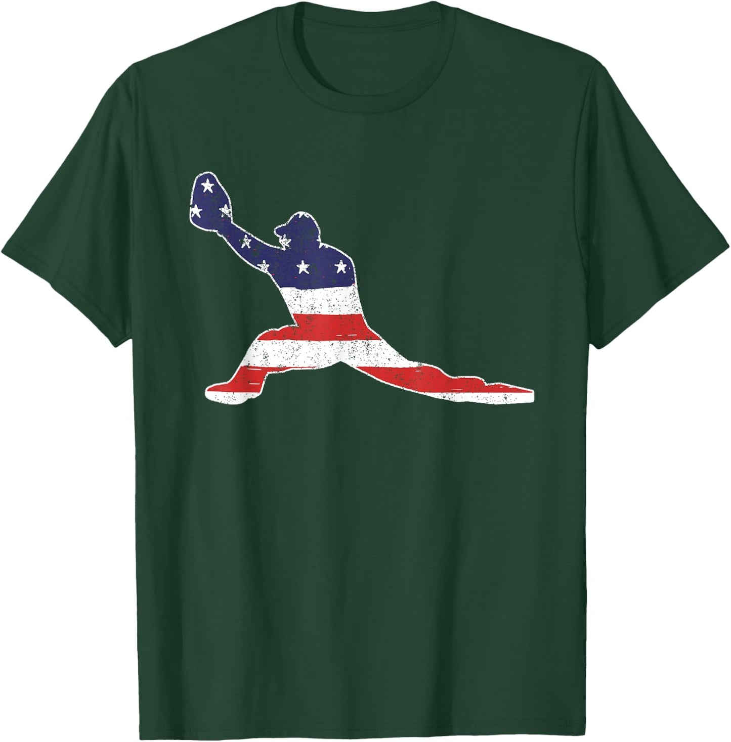 Vintage Baseball First Baseman Cool Baseball First Base Flag T-Shirt - T-Shirt | Forest