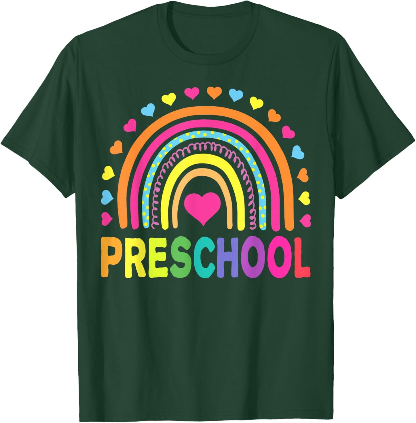 Preschool Rainbow Girls Boys Kids Teacher Back to School T-Shirt - T-Shirt | Forest