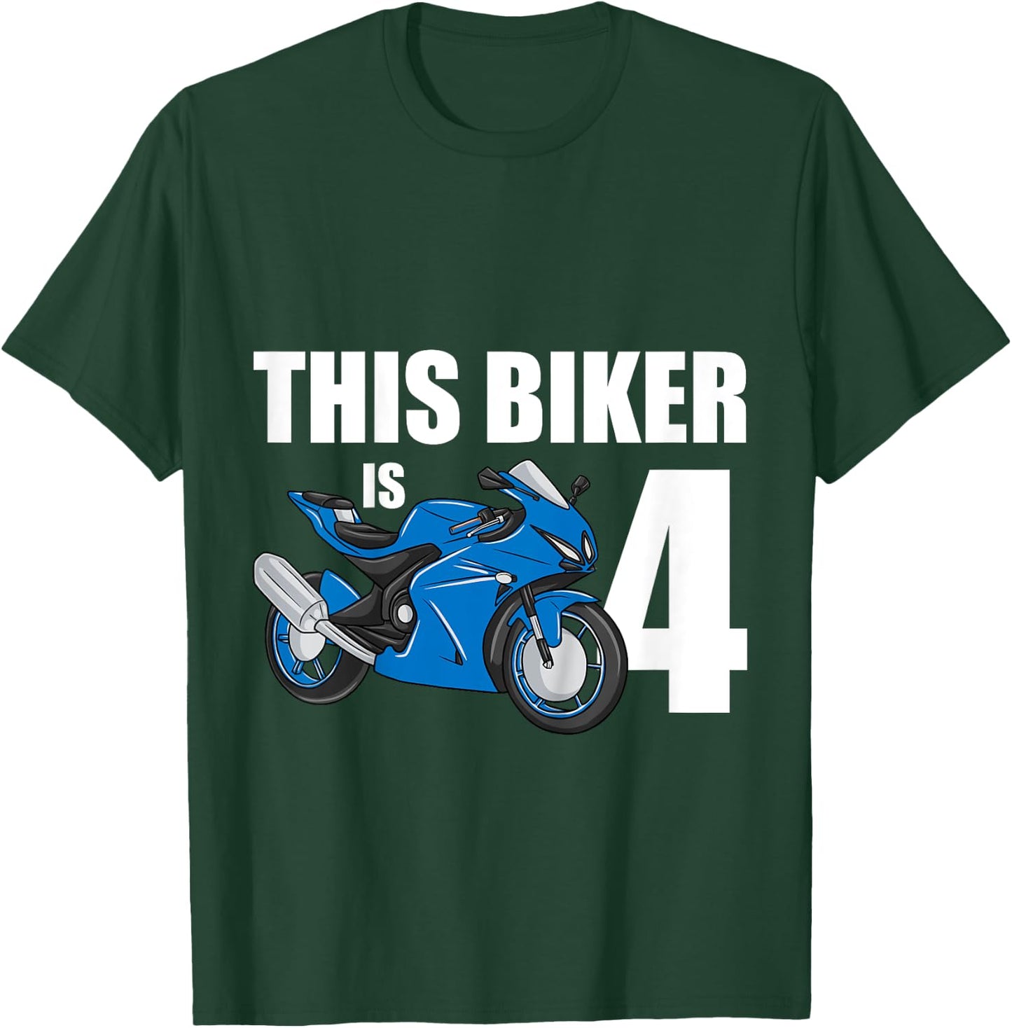Kids Motorcycle 4th Birthday 4 Year Old Toddler Boys T-Shirt - T-Shirt | Forest