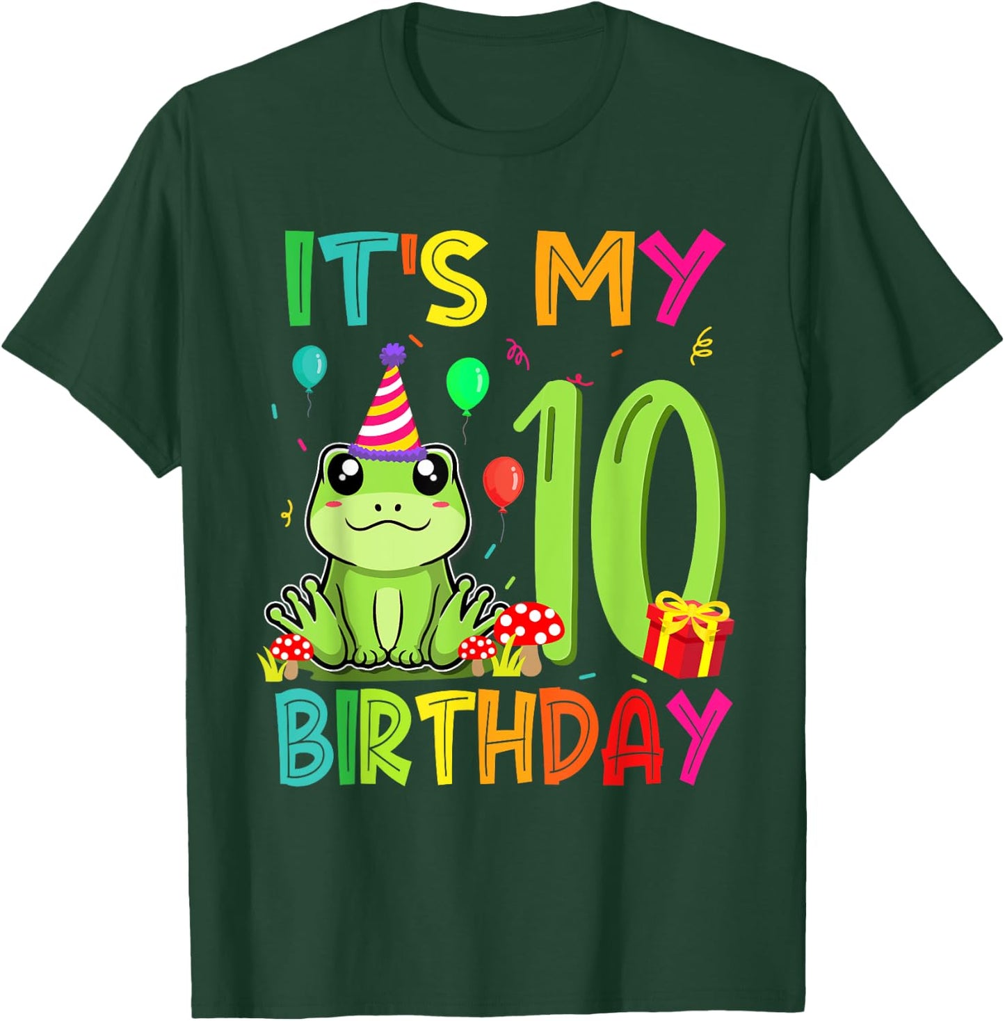 Its My 10th Birthday Frog Animal 10 Years Old Theme T-Shirt - T-Shirt | Forest