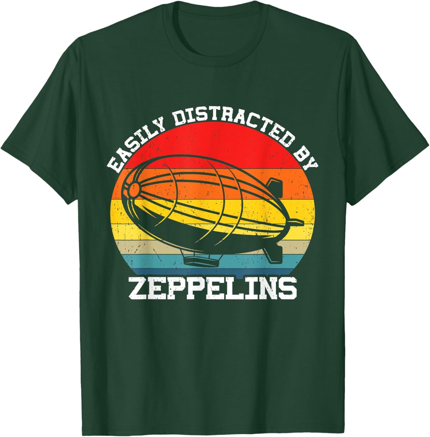 Retro Zeppelin 70s 80s Dirigible Airship Zepelin Zepplin T-Shirt - T-Shirt | Forest
