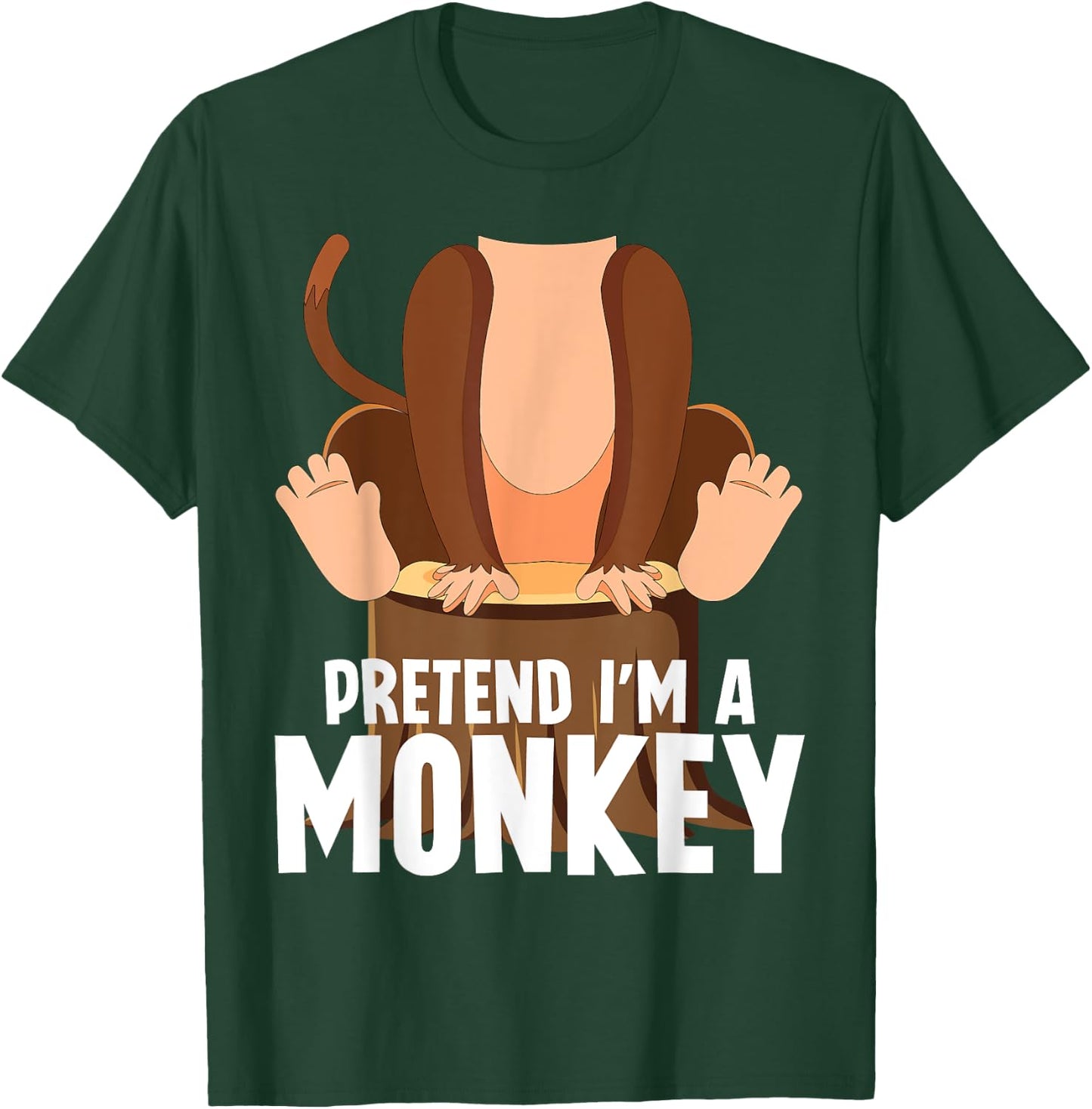 Pretend I'm A Monkey Funny Halloween Lazy Costume Monkey T-Shirt - T-Shirt | Forest