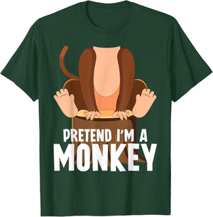 Pretend I'm A Monkey Funny Halloween Lazy Costume Monkey T-Shirt - T-Shirt | Forest
