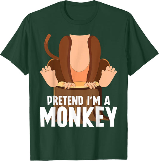 Pretend I'm A Monkey Funny Halloween Lazy Costume Monkey T-Shirt - T-Shirt | Forest
