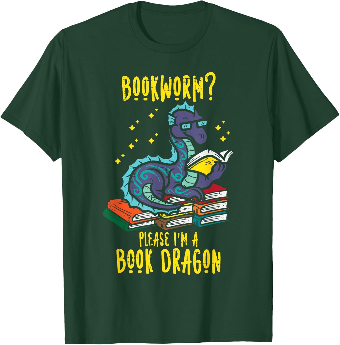 Bookworm Im A Book Dragon Funny Reading Boys Kids Librarian T-Shirt - T-Shirt | Forest