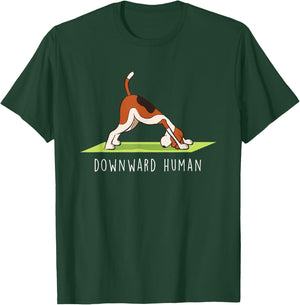 Yoga Funny Downward Human Dog T-Shirt - T-Shirt | Forest