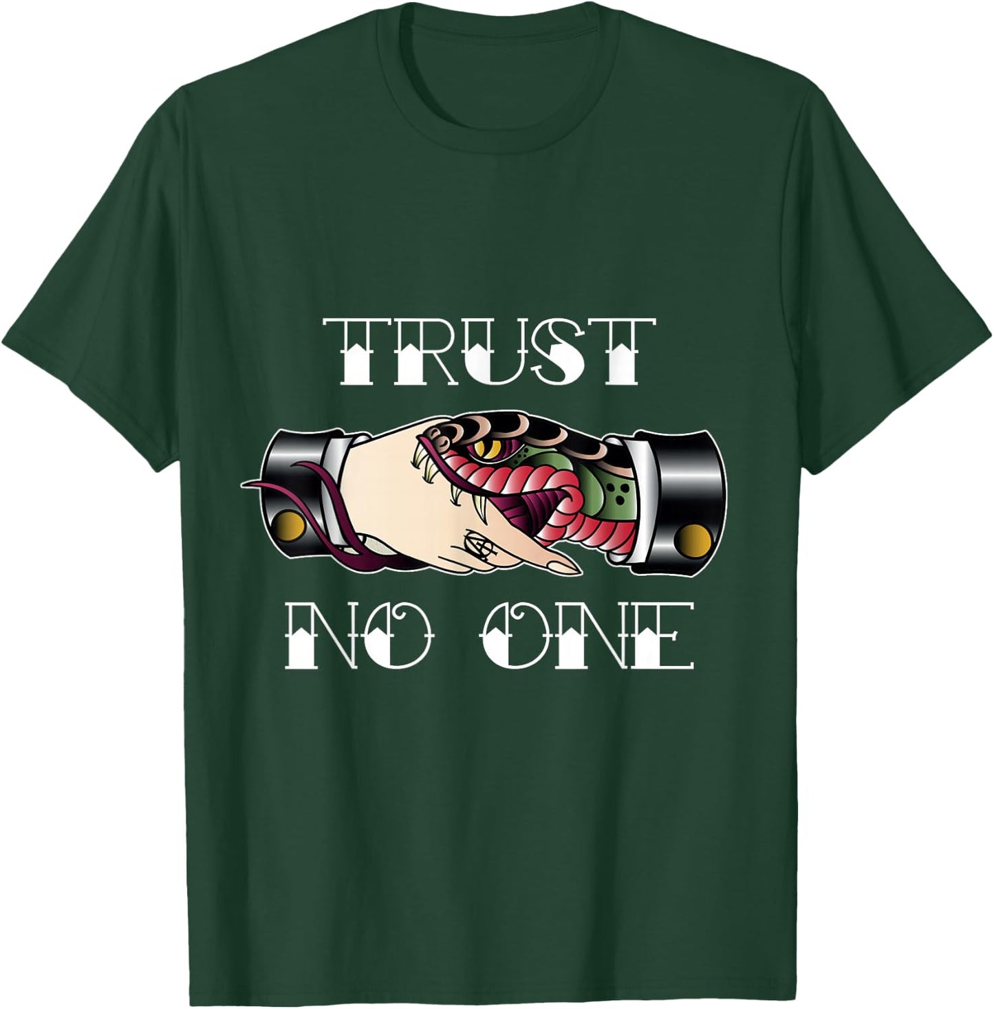 Trust No One Vintage Snake Hand Shake T-Shirt - T-Shirt | Forest