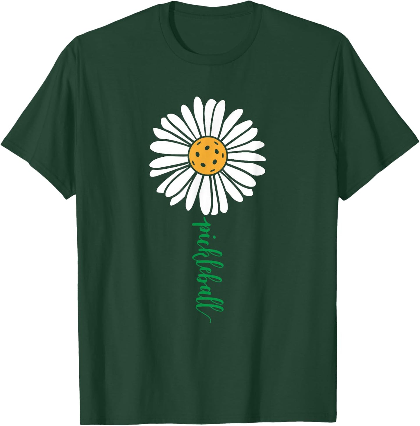 Threadrock Adults & Kids Pickleball Daisy Flower Short Sleeve , Black, Small T-Shirt - T-Shirt | Forest