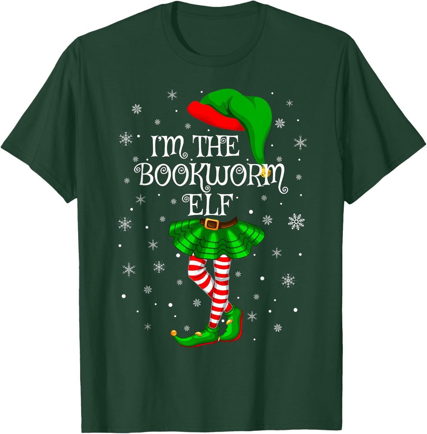 Matching Family Group I'm The Bookworm Elf Christmas T-Shirt - T-Shirt | Forest
