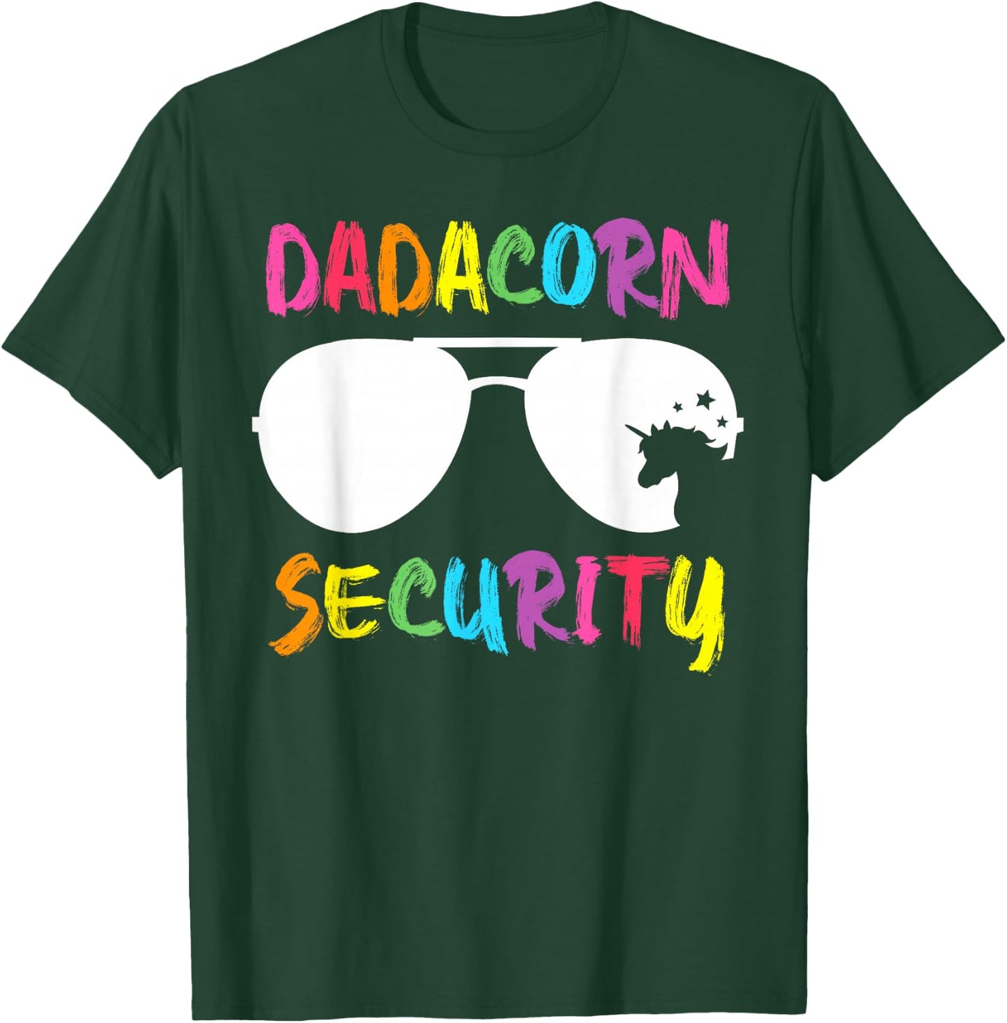Dadacorn Security Unicorn Dad and Girl Papa Fathers Day Gift T-Shirt - T-Shirt | Forest