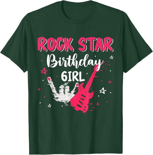 Rockstar Birthday Girl Rock Star Themed Birthday Party Music T-Shirt - T-Shirt | Forest
