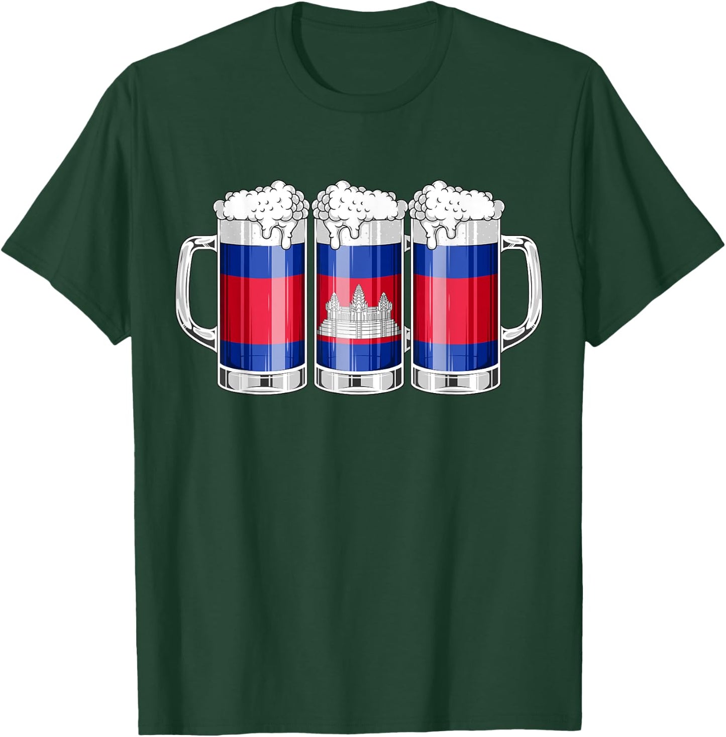 Beer Cambodian Shirt - Beer Cambodia Flag Patriotic T-Shirt - T-Shirt | Forest